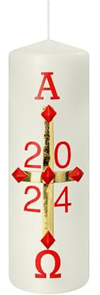 Vela de Pascua 12 x 4 cm, con año actual 2024