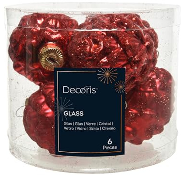 Christbaumschmuck Zapfen Glas 7cm x 6 Stück Weihnachtskugeln weihnachtsrot