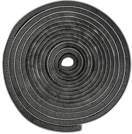 5m Self-Adhesive Brush Pile Draft Excluder Strip High-Density Felt-Draft Air Eccentric Weather Stripping for Sliding Doors Insulation, Windows Frame Wardrobes Gap Seal - 9 mm x 9 mm, Gray