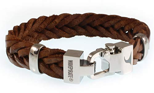 WAVEPIRATE® Echt Leder-Armband Turn F15 Cognac 21 cm Edelstahl-Verschluss in Geschenk-Box Surfer Herrenarmband Männer