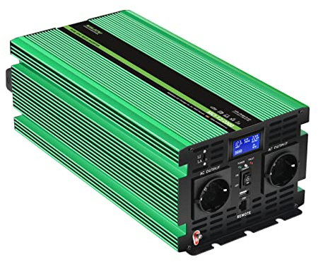 MOBILEKTRO® 2000W Reiner Sinus-Spannungswandler 12V auf 230V MCI-12/2000 Wechselrichter mit integriertem 20A Ladegerät mit NVS- und USV-Funktion Inverter Konverter incl. Fernsteuerung und LCD-Anzeige