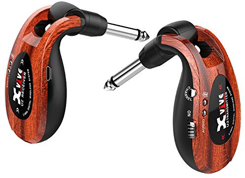 Xvive U2 Gitarren Wireless System 2,4GHz wireless Gitarren Sender Empfänger für E-Gitarre, Bass, Violine, Keyboard(Holz)