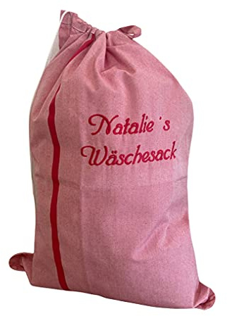 Wäschesack individuell mit Name nach Wunsch bestickt – rosa/rot - Wäschesammler – Wäschetasche – jetzt anpassen. One size