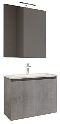 Mama Store ATENA ATENA2 60, betongrau, 2 Türen, 60 cm, Holz, Beton grau, L. 62 X P. 47 X H. 53 cm