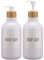 Segbeauty Dispensador de jabón, 2 de 500 ml con Bomba de Bambú y Etiquetas Impermeables, Botella de Plástico Recargable para Champú, Acondicionador, Loción, Jabón de Manos en la Baño, Cocina, Blanco