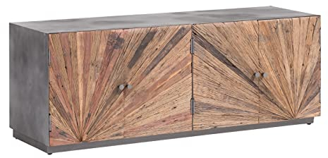 Woodkings TV-Bank Derby I Lowboard 160cm aus rustikalem Massivholz mit Metall I TV-Schrank für Wohnzimmer mit Türen I Möbel mit Stauraum Industrial Design