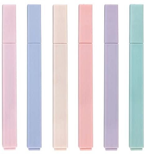 Highlighters, Mild Assorted Colours Highlighters Pens, Aesthetic Cute Pastel Highlighter With Chisel Tip, No Bleed Dry Fast Easy to Hold, for Bible, Notes, School Supplies, 6 Pack