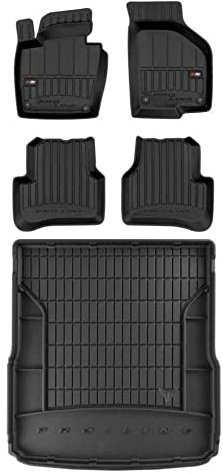 M MOTOS Satz Gummifußmatten und Kofferraummatten für Volkswagen Passat B6 2005-2010, Volkswagen Passat B7 2010-2014 Verbessern Sie Ihren Reisekomfort mit Antirutschmatte Auto 3D- Allwetter fußmatten A