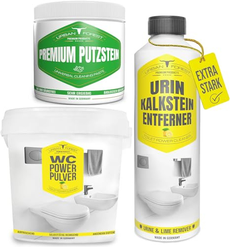 URBAN FOREST Sparset WC-Schaum + Putzstein + Urinsteinentferner | WC-Reiniger-Schaum, Putzstein extrem ergiebig als Universalreiniger