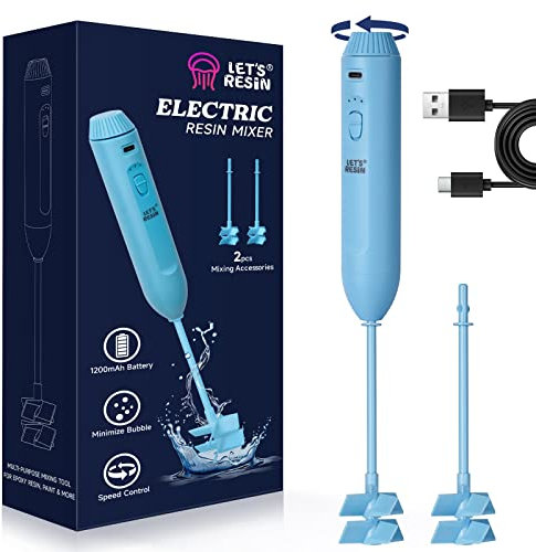 LET'S RESIN Epoxidharz Mixer Elektrisch, Doppelter Mischeffekt & Geschwindigkeitskontrolle & Wiederaufladbares, Epoxidharz Zubehör mit Minimierungsblasen