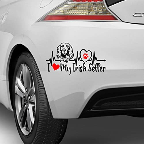 myrockshirt Irish Setter Herzschlag Aufkleber Sticker ohne Hintergrund Autoaufkleber verschieden Größen/Farben Hunderasse