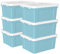 Cetomo 35L*6 Storage Boxes, Carry Plastic Storage Box with Lids, Organizing Container with Handle and Secure Latching Buckles, Stackable, Nestable, Tote Bin for Home Office Clothes, 35L-6Pack, Blue