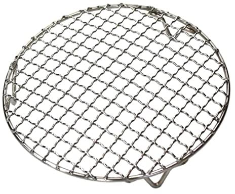 Round BBQ Grill Mesh, Stainless Steel Non Stick Reusable Fire Pit Grate Barbecue Mesh with Legs, Round Steaming Cooling Rack, Cooking Grill Tools Accessories