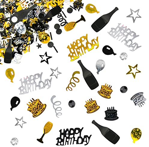 Giftota - Konfetti Geburtstag Deko - Geburtstag Deko - Konfetti (Gold Schwarz) - Partydekoration Geburtstag - Konfetti-Dekoration für Jubiläen, Geburtstage, Partys