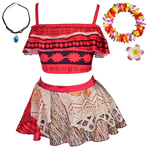 Lito Angels Badeanzug Zweiteiler mit Zubehör für Kinder Mädchen, Tankini Bademode Schwimmkleid Sommer Strand, Größe 4-5 Jahre 110