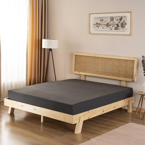 GD HOME Renforce Baumwolle Spannbettlaken/Spannbetttuch aus 100% Baumwolle/Weiches und Atmungsaktives Leintuch 200 x 200 x 30 cm/Jersey Bettlaken/Anthrazit