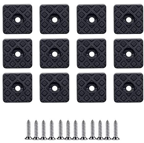 12pcs Non-Slip Rubber Feet,Rubber Furniture Pads,23mm Square Rubber Chair Leg Floor Protectors with Screws,Non Slip Non Scratch Pads for Garden Furniture Chairs,Wood Floor Protector Pads(black)