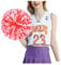 SHTGOI 4 Stück Cheerleading Pompoms Cheerleader Pom Poms Handblumen mit Ring Hell Handgekurbelter Blumenball für Sportwettbewerb Urlaub Feiern Tänze Karnevalspartys Rot+Weiß