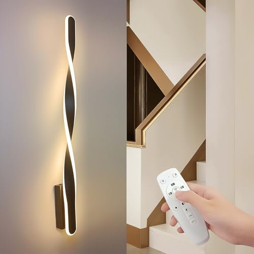 YNDD Wandleuchte Dimmbar mit Fernbedienung, 80cm Lang Wandlampe Innen Schwarz Modern 3000K-6000K 36W LED Linear Wandbeleuchtung Wand Nachttischlampe für Wohnzimmer Schlafzimmer Bettseite Flur Treppe