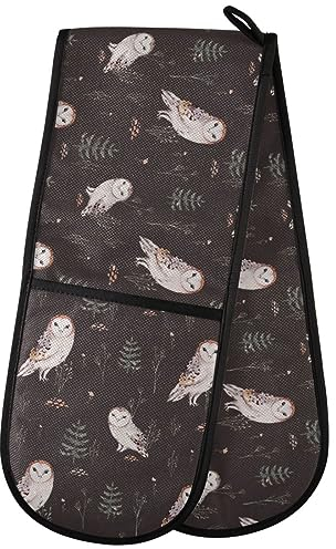 ZZXXB Owl and Tree Double Oven Mitt Heat Resistant Non-Slip Kitchen Gloves Extra Long 7 x 35 for Cooking Baking Barbecue Grilling