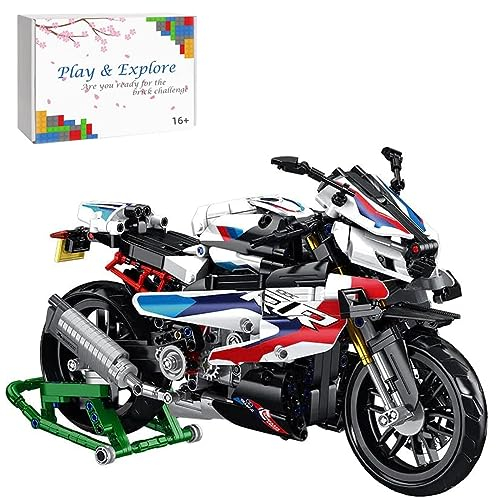 Tirff Technik Moto de Blocs de Construction pour BMW M 1000 RR, 912 Pièces MOC Moto Jeu de Construction, Modèle de Moto À Collectionner Blocs de Construction Modèle Compatible avec Lgo
