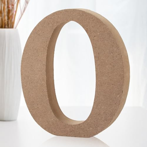 Darryy 10cm Stehende Holzbuchstaben, Log Natural Große Holzbuchstaben zum Basteln, unbehandelte Holzdekorationen für Zuhause, Wand, Party, Dekoration, DIY-Projekte (O)