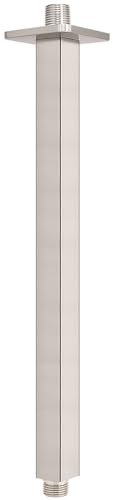 NearMoon Ceiling Mounted Shower Arm With Flange, Universal Connection 1/2 NPT Straight Square Shower Arm for Fixed Rain Shower Head, Made of Thicken Stainless Steel (20 Inch, Brushed Nickel)