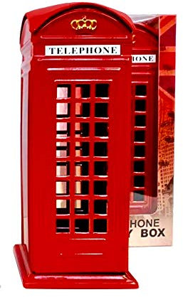 Bells Box Münzbox mit Londoner Telefonzelle, 11 cm, Telefonzellen-Spardose, Sparschwein aus Druckgussmetall, Britisches London-Souvenir-Geschenk