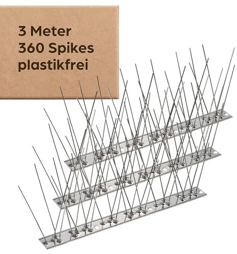 Praknu Dissuasori per Piccioni - 3 Metri con 360 Spuntoni - Protezione Efficace Punte Anti Piccioni - Montaggio Semplice per Tetti, Balcone E Finestre
