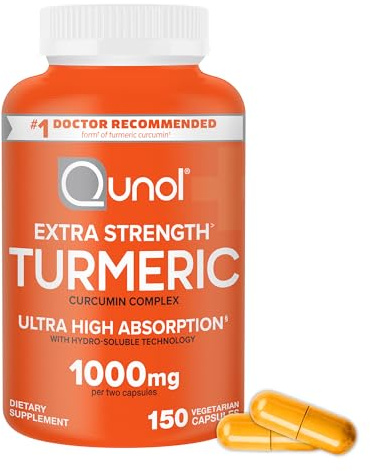 Qunol Turmeric Curcumin Supplement, 1000mg with Ultra High Absorption, for Joint Support, Extra Strength Capsules, 150 Count