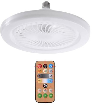 MagiDeal Deckenventilator-Licht, Steckdosen-Ventilatorlicht, 3 Gang-Windgeschwindigkeiten, mit Fernbedienungen, 3 Lichtfarben für Zuhause, Büro, Esszimmer