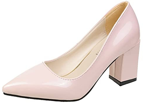 Blockabsatz-Sandalen für Damen – Pumps mit spitzem Zehenbereich, rutschfeste Pumps, Partykleid, Pumps, Schuhe, Hochzeit, Abschlussball, Brautschuhe, elegante Büro-Arbeitspumps, rose, 38 EU