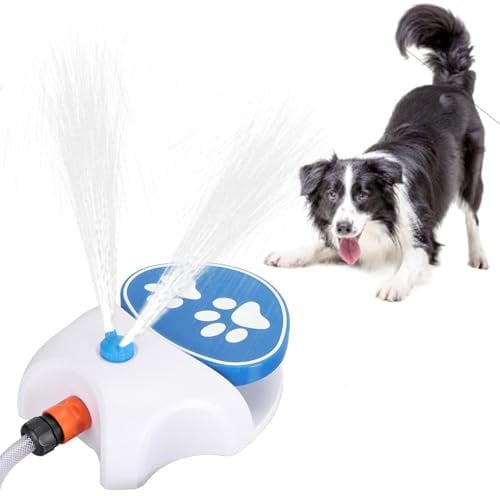 ciciglow Dog Water Fountain, Step On Activated Outdoor Pet Water Sprinkler with Hose