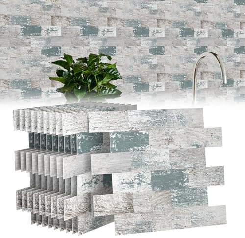 HENGMEI Adesivi per piastrelle 3D, in PVC, per bagno, cucina, 34 x 29 cm, 10 pezzi (colore J)
