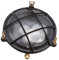 Schiffslampe Messing massiv Riffelglas rund Ø 21 cm IP64 Schwarz E27 Maritim Außenlampe Wand Außenleuchte Balkon Terrasse Beleuchtung