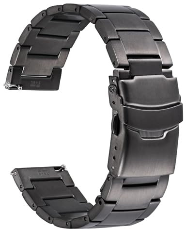 WOCCI 24mm Schweres Metall Uhrenarmband für Herren, Edelstahl 316 L, Faltschließe mit Doppelverriegelung (Space Grau)