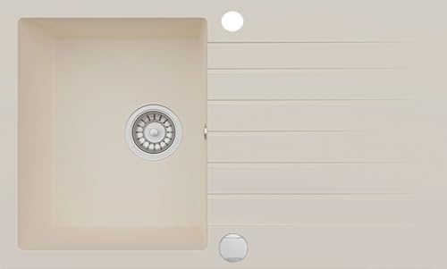 Granitspüle Beige Siphon Einbauspüle Spülbecken Spüle 76x45