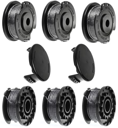 GOTFUN 6 Pcs Strimmer Spool Replacement Line with 2 Pcs Spool Covers F016F04557 for Bosch ART 23 SL 26 SL Grass Trimmer F016800569 F016800385 - Strimmer Spool Grass Trimmer Spool Replacement