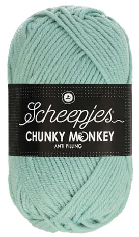 Scheepjes Chunky Monkey Aran Weight Yarn | 100g Ball | Anti-Pilling Acrylic | Soft & Hypoallergenic for Knitting and Crochet Blankets, Toys & Garments (1820 Mist)