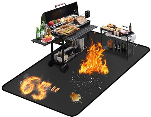 165 × 101,6 cm Untergrillmatten für Outdoor-Grill/feuerfeste Feuerschalenmatte für unter Feuerstelle, Kamin, Grillmatte unter dem Grill, wasserdicht, öldicht, Grillboden-Pad für Terrasse, flache