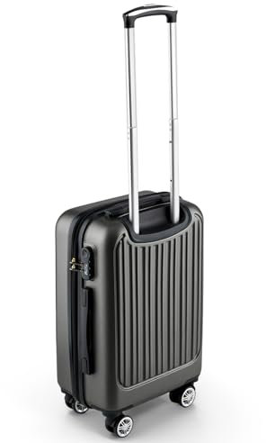 Easy Move ABS Hartschalenkoffer - Ergonomisch & Sicher - Kleiner Trolley Koffer mit 360° Rädern, Zahlen-Schloss - Rollkoffer, Reisekoffer Klein (Dark Gray, 54cm)