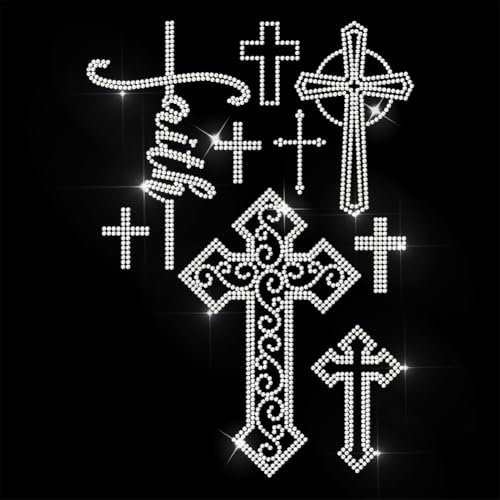 ANATTASOUL Bügeleisen Auf Strass Transfer Aufkleber 29.7×21 CM Kristall Bügelaufkleber Kreuz Hotfix Bling Strass Patch Für Kleidung Hut Tragetasche DIY Kunsthandwerk Geschenke Festival