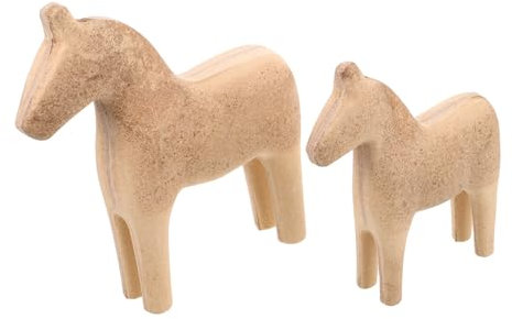 HAWILLOSCH 1paar Dalapferd Holzfigur Handgefertigte Schwedische Pferde-Dekoration Für Wohnzimmer Kreative Tischdeko Nordische Holzskulptur Einzigartiges Für Tierliebhaber