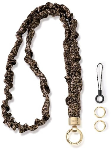 WEESMILE Cordon chouchou extensible pour badges d'identité, joli tour de cou pour clés | Porte-clé rétractable pour femmes, enseignants (imprimé, léopard)