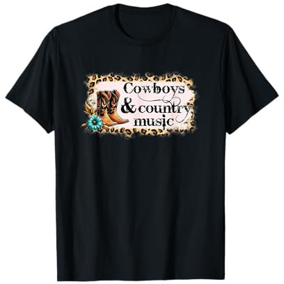 Cowboys E Country Music Stivali Fiore Maglietta