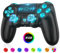 Wireless Controller für PS4 | Kabelloser Gamepad Kompatibel mit PS4/Pro/Slim/PC, RGB-Lichter/Dual Vibration/6-Achsen Gyro Sensor/Touchpanel/3,5-mm-Audiobuchse/Turbo Macro Function