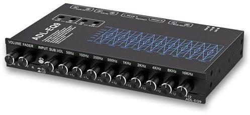 Ecualizador de Audio HiFi de 9 Bandas, Preamplificador Estéreo ADL-EQ9 Procesador de Audio Profesional para Coche y Hogar