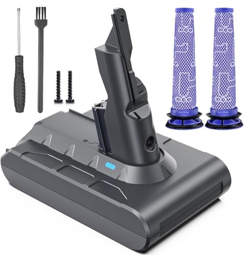 Keenstone Batteria per Dyson V7, 8000mAh 21.6V con Filtri 2PCS, Adatto per SV11 Trigger V7 Allergy Animal Motorhead Pro Car + Boat Fluffy Mattres Aspirapolvere