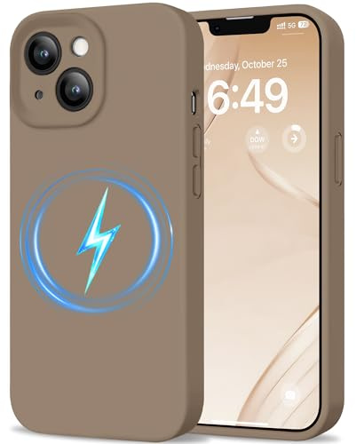 HOOMIL Hülle für iPhone 13, Vollständiger Kameraschutz, Kompatibel mit Magsafe, Flüssigsilikon mit Seidig-Weicher Haptik, Militärischer Stoßschutz Handyhülle - Khaki