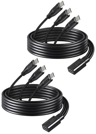 GELRHONR Câble d'extension USB C 1 m, lot de 2, câble d'extension USB C 1 femelle vers 3 mâles Type C pour la maison, le bureau, les voyages (chargement uniquement)